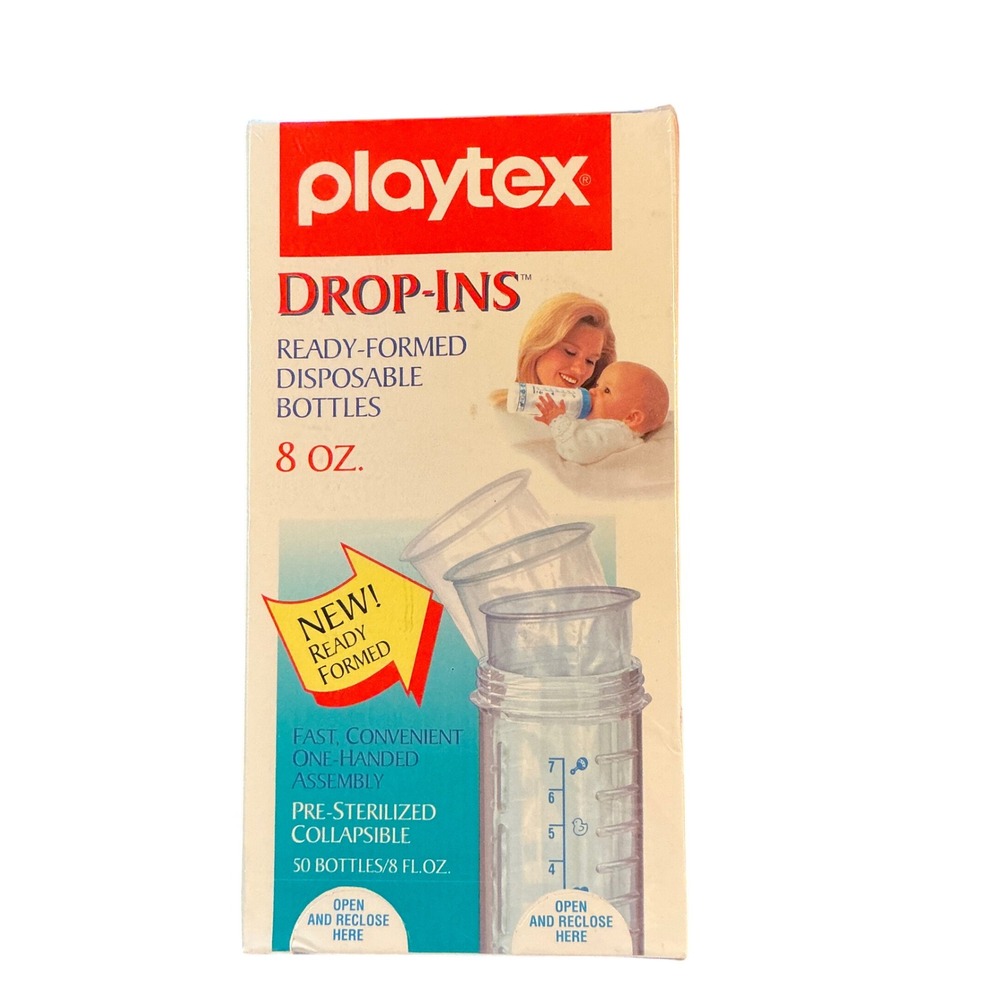 Vintage Playtex Drop Ins Ready Formed Disposable Baby Bottles 8 Ounce‎ 50 Count